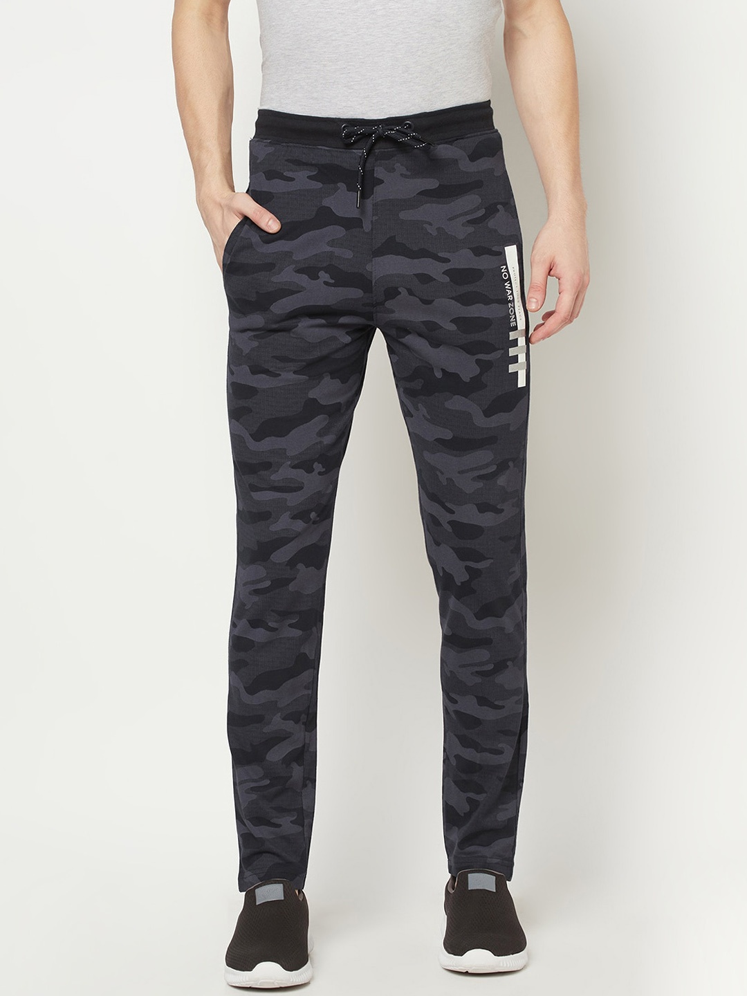 

Octave Men Navy-Blue Camouflage Printed Cotton Track Pants