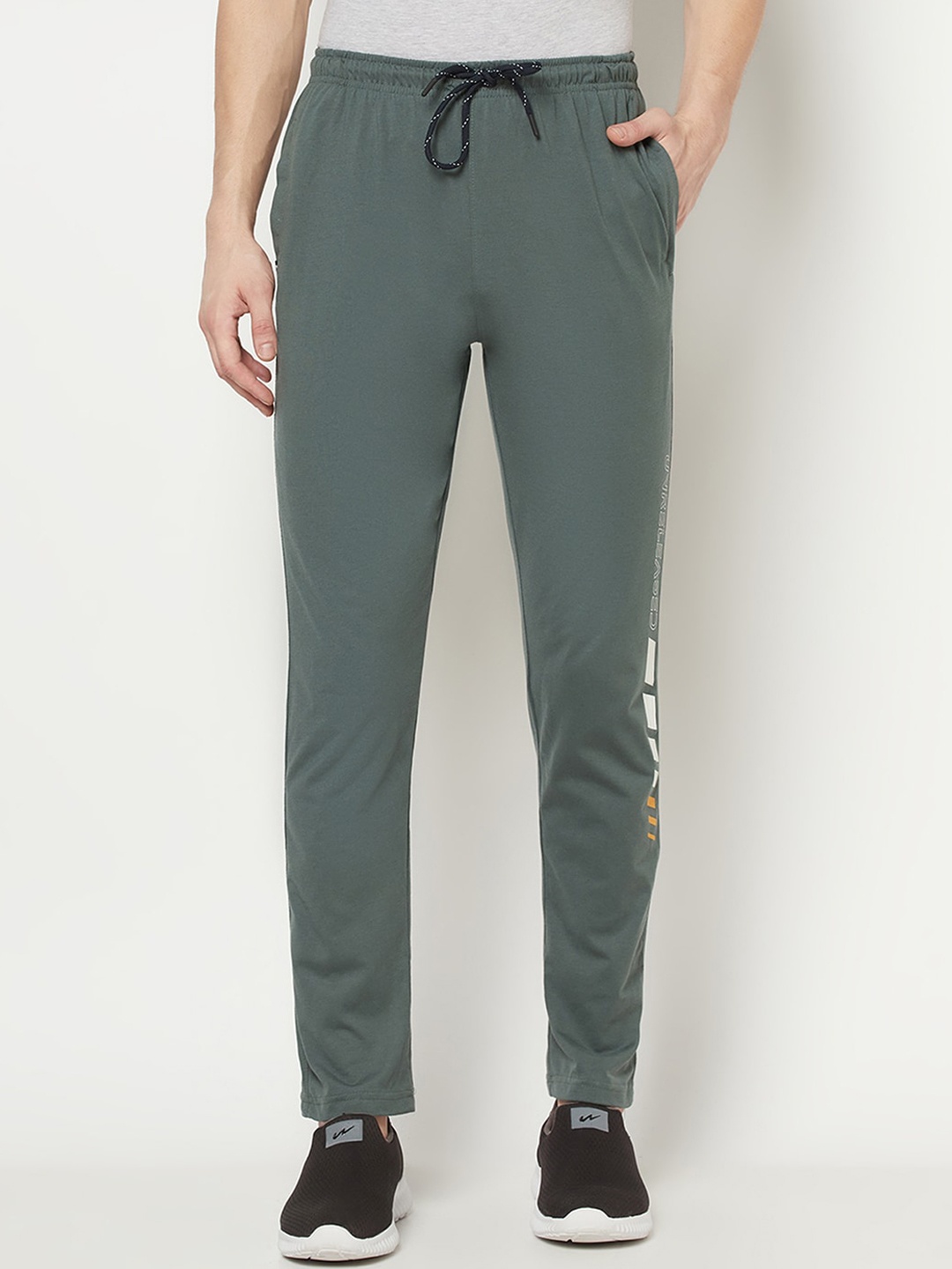 

Octave Men Olive Green Solid Cotton Track Pants