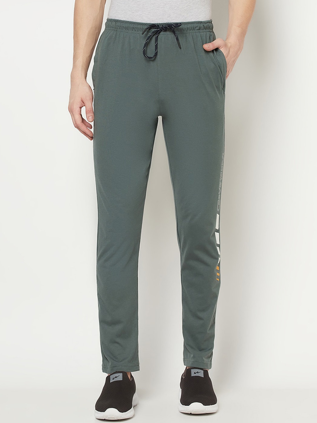 

Octave Men Olive Green Solid Cotton Track Pants