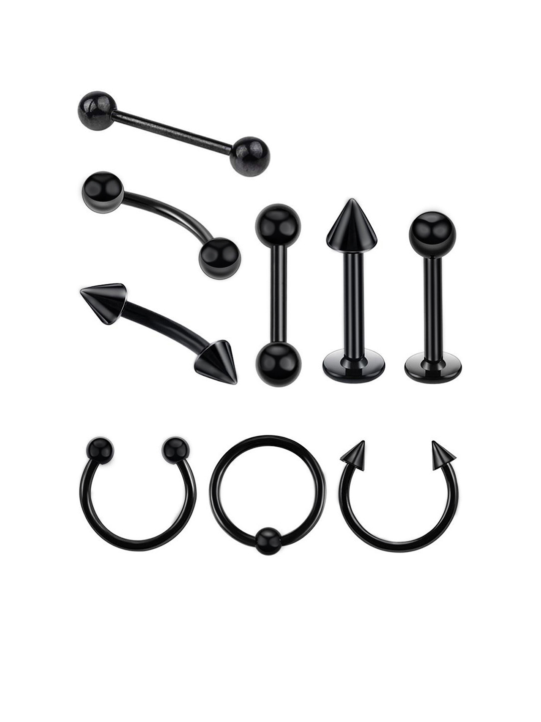 

Yellow Chimes Black Set of 9 Helix Cartilage Body Piercing Earrings
