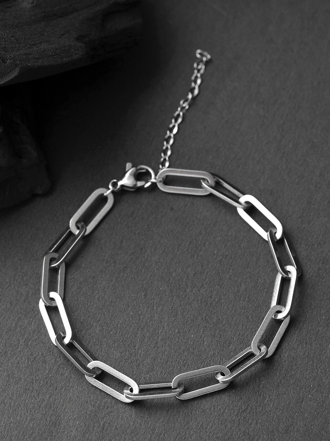 

Yellow Chimes Men Silver-Toned Rhodium-Plated Link Bracelet