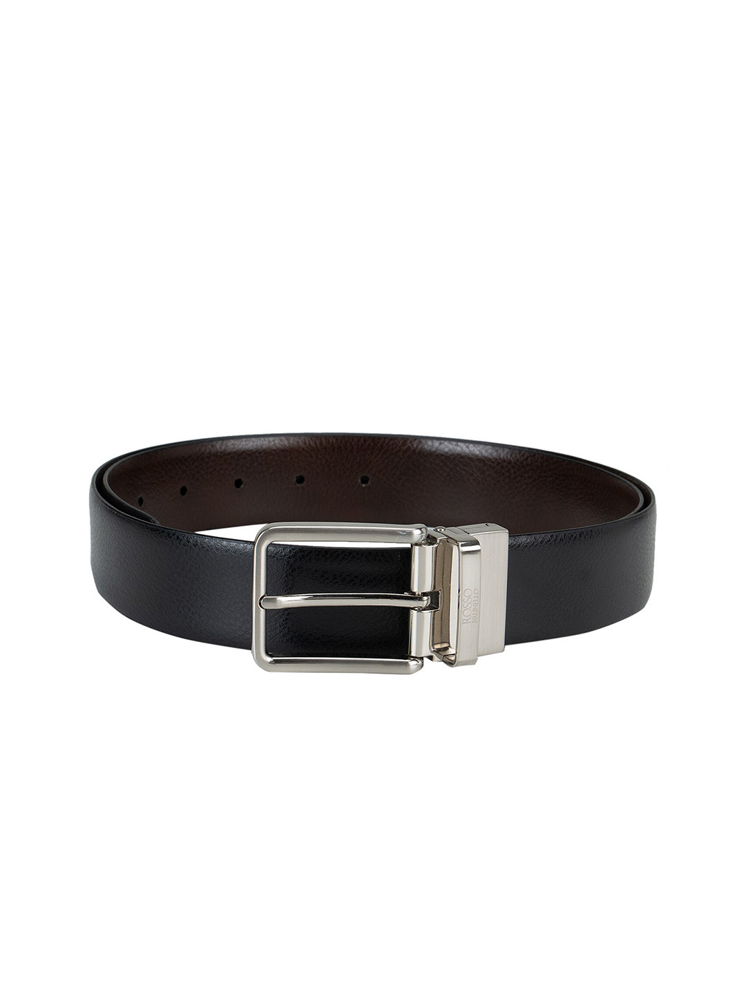 

ROSSO BRUNELLO Men Black & Brown Solid Reversible Leather Belt
