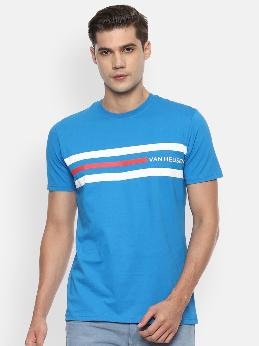 

Van Heusen Sport Men Blue & White Printed T-shirt