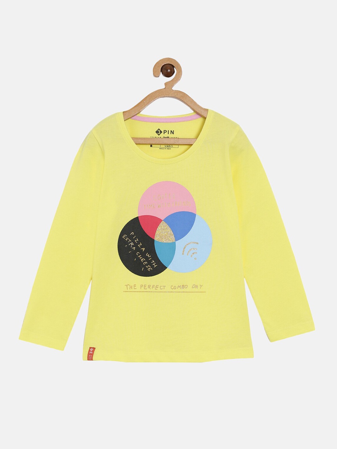 

3PIN Girls Yellow & Blue Printed T-shirt
