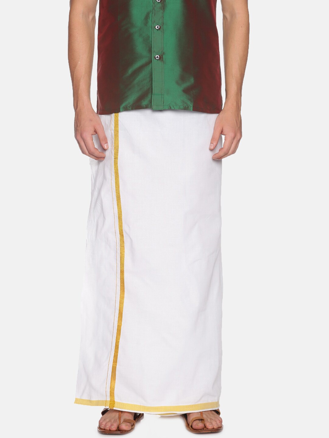 

Chennis Men White Solid Pure Cotton Dhoti