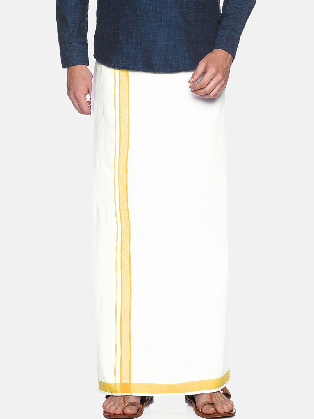 

Chennis Men White Solid White Pure Cotton Dhoti