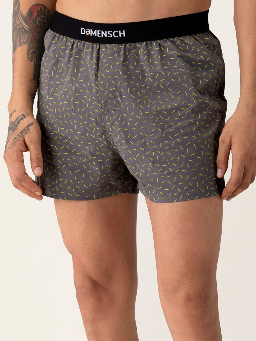 

DAMENSCH Men Breeze Printed Ultra-Light Cotton Regular Fit Inner Boxer DAM-PRIN-SBX-ABG, Grey