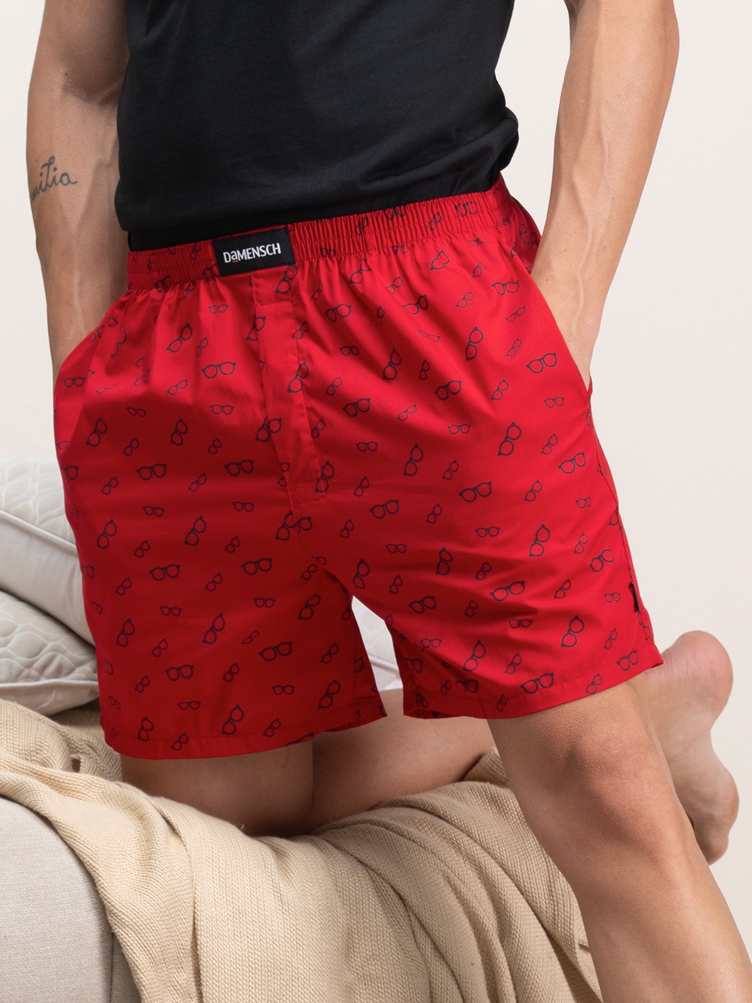 

DAMENSCH Men Printed Ultra-Light Cotton Regular Fit Boxer, Red