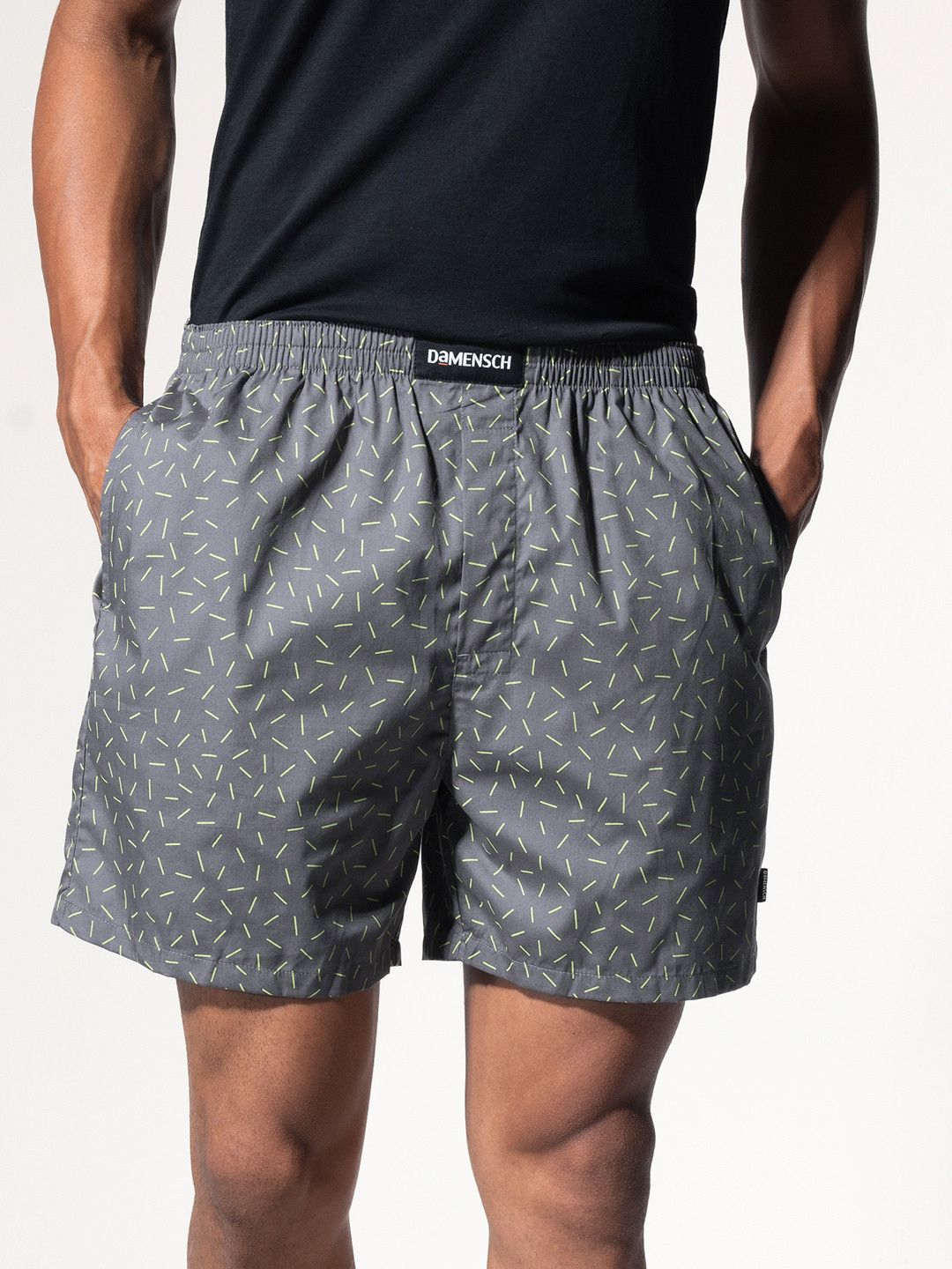 

DAMENSCH Breeeze Men Printed Pure Cotton Ultra-Light All-Round Boxers DAM-PRIN-LBX-ABG, Grey