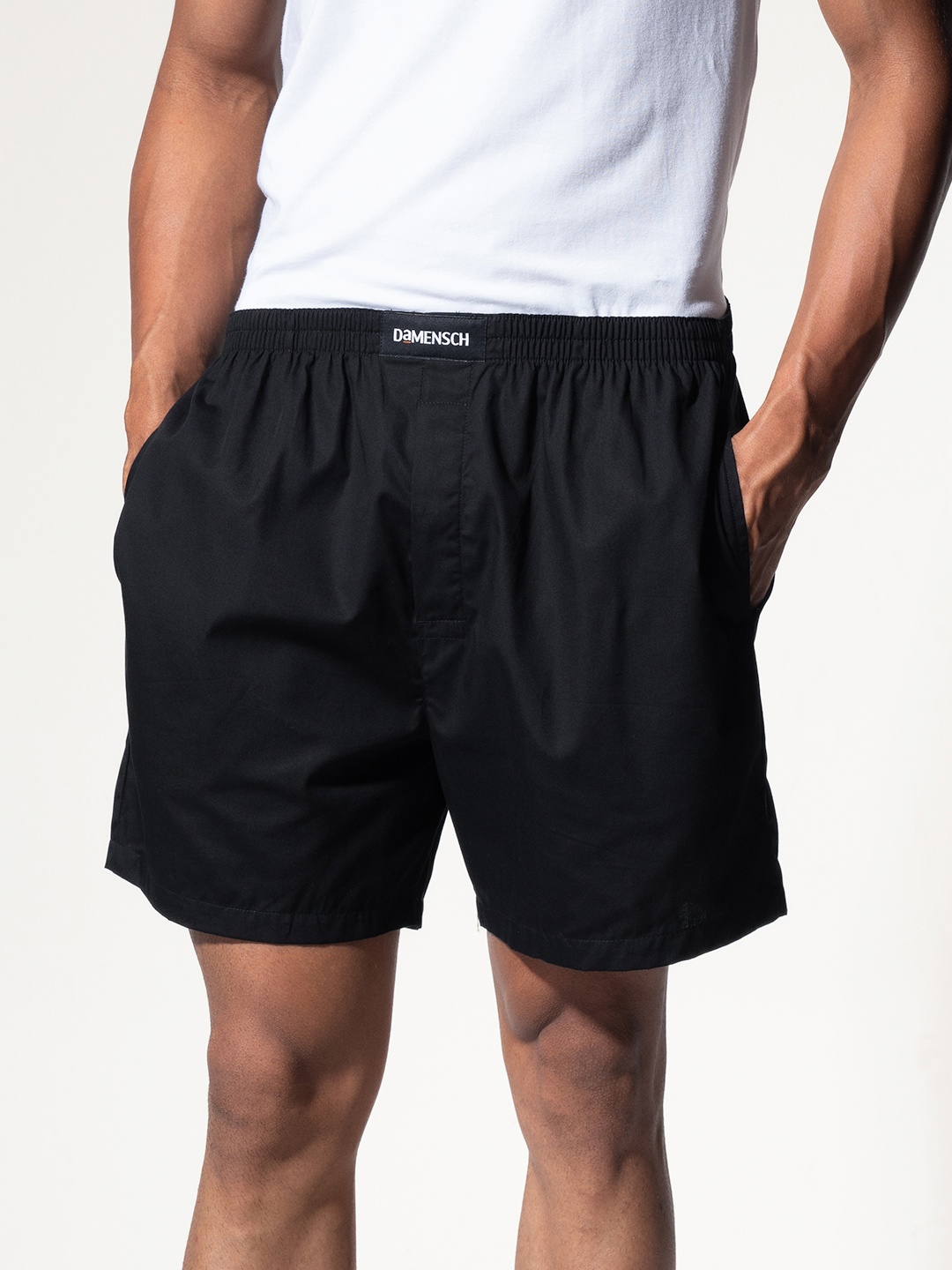 

DAMENSCH Men Ultra-Light Cotton Boxer Shorts- DAM-SLD-LBX-CAB, Black