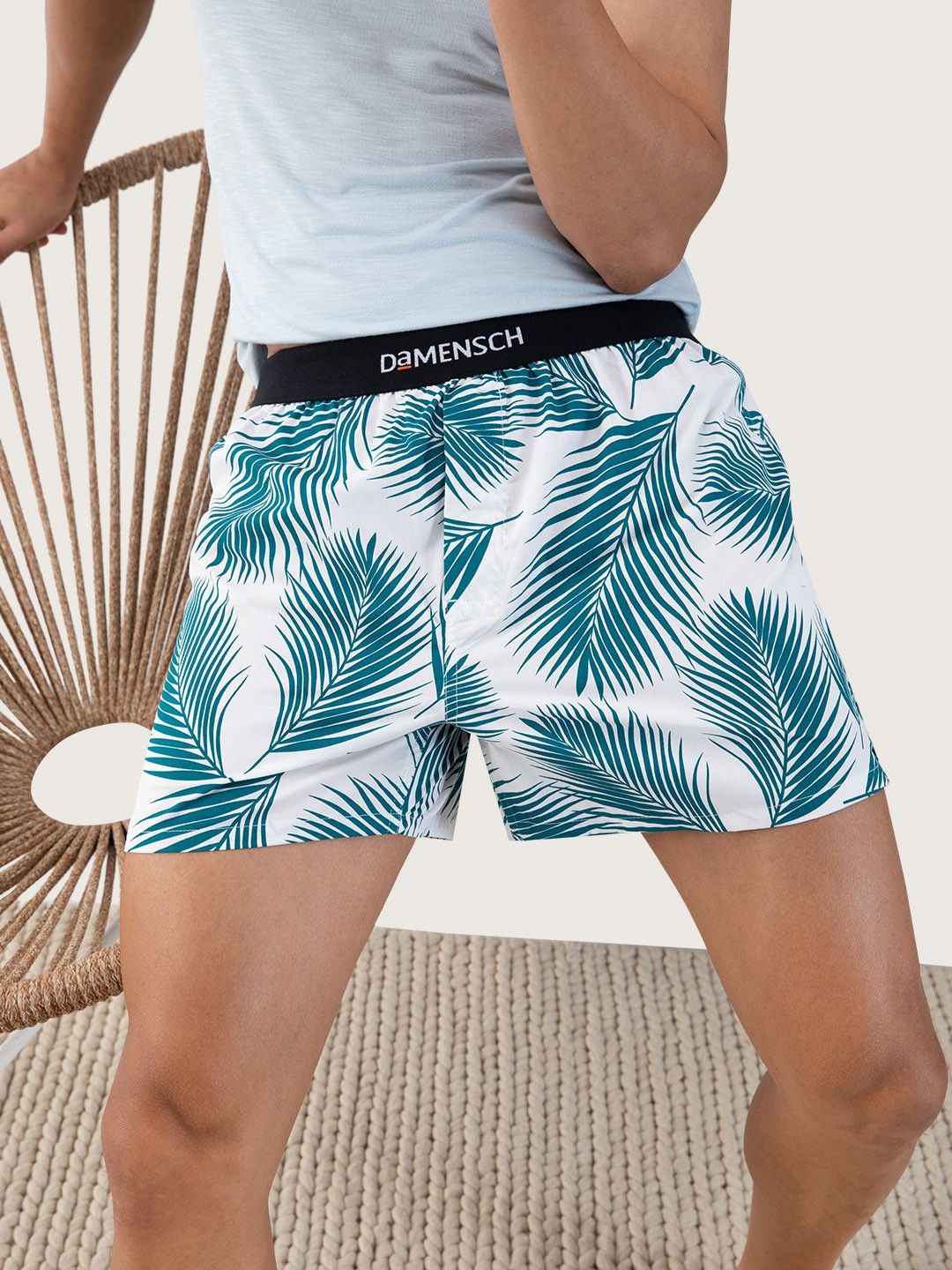 

DAMENSCH Men Printed Ultra-Light Cotton Boxers- DAM-PRIN-SBX-TUW, White