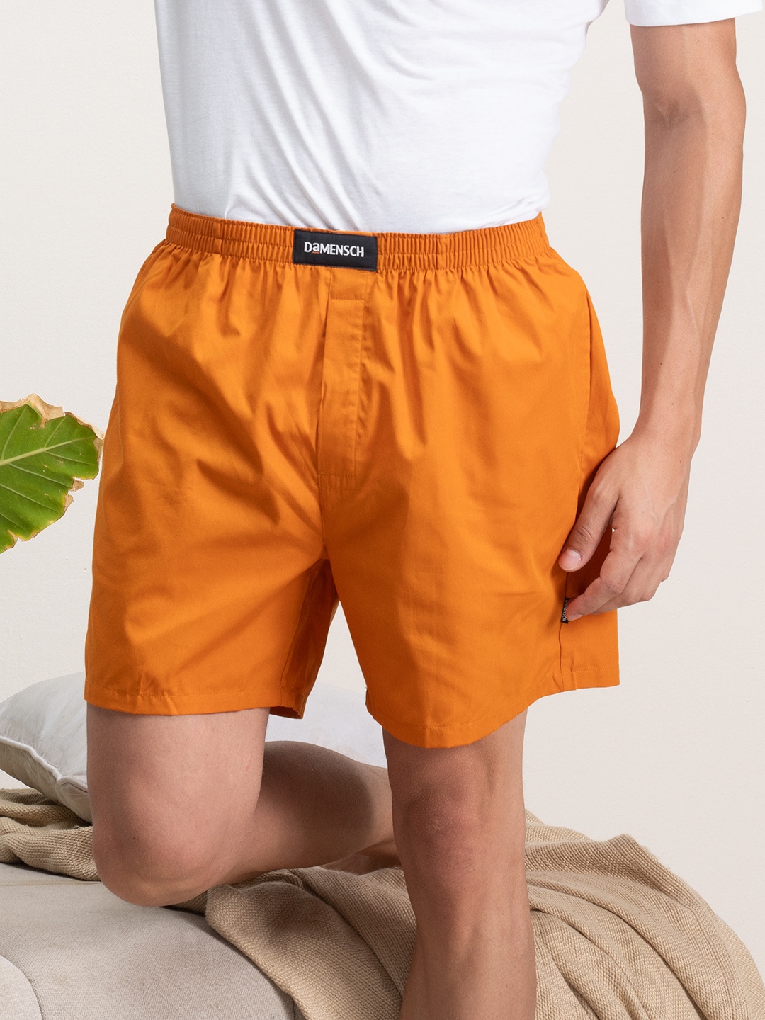 

DAMENSCH Men Solid Ultra-Light Cotton Regular Fit Boxer Shorts DAM-SLD-LBX-GM, Orange