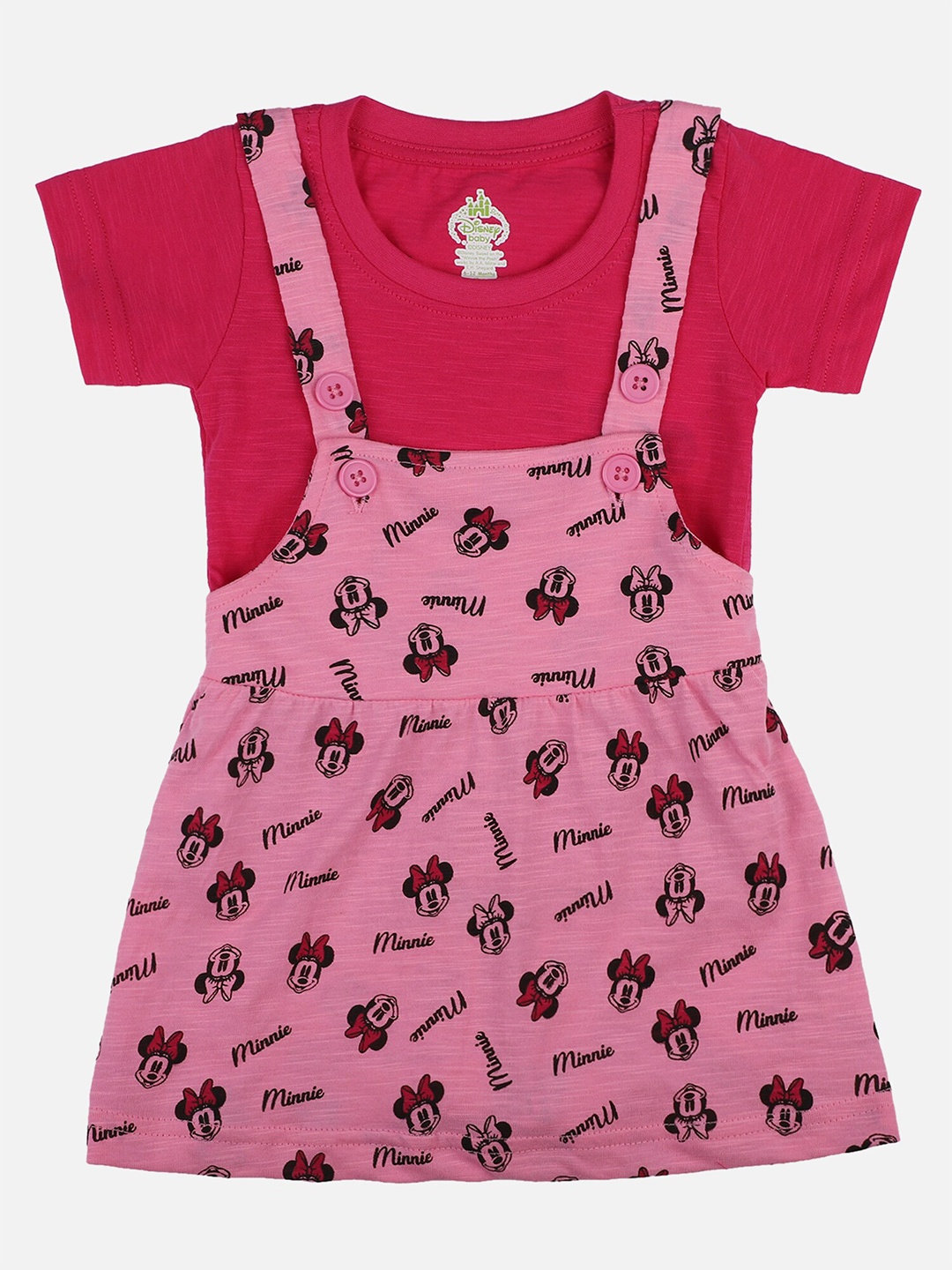 

Bodycare Kids Girls Minnie & Friends Printed T-shirt with Skirt, Fuchsia