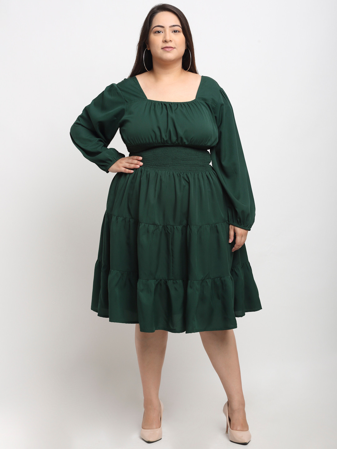 

Flambeur Green Crepe Midi Dress