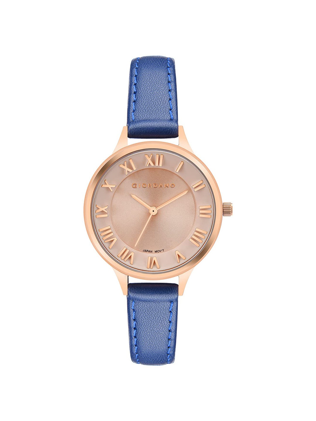 

GIORDANO Women Leather Straps Reset Time Analogue Watch GD-2049-03, Rose gold