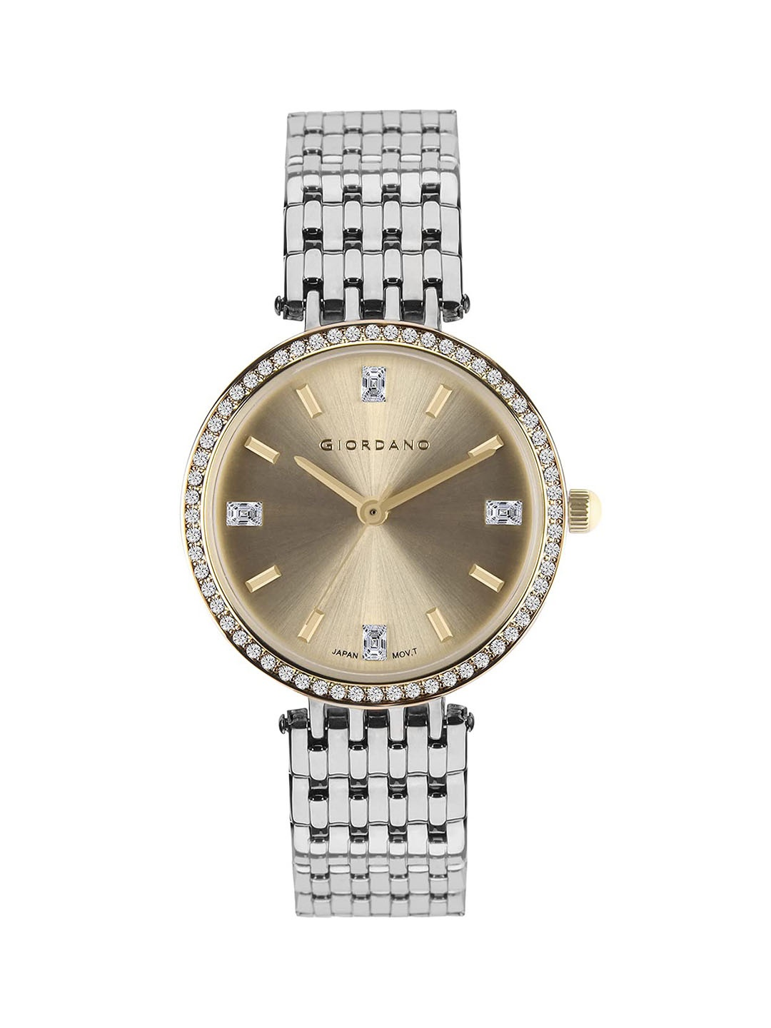 

GIORDANO Women Bracelet Style Straps Reset Time Analogue Watch GD-2096-11, Gold