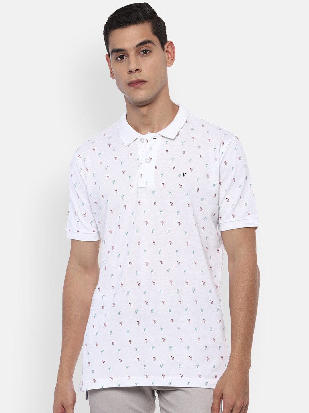

Van Heusen Sport Men White Pure Cotton Printed Polo Collar Pure Cotton T-shirt