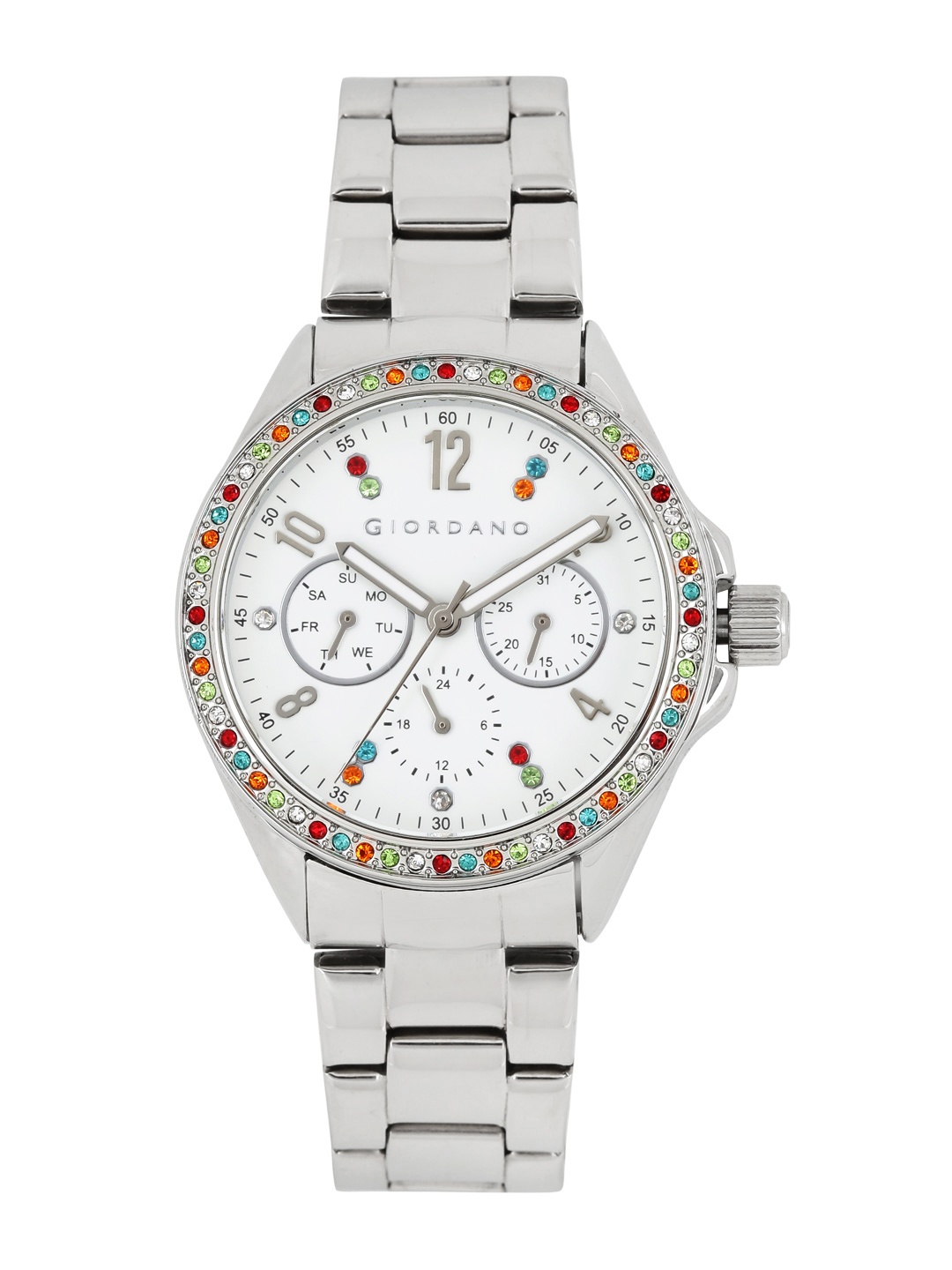 

GIORDANO Women White Embellished Analogue Watch A2002-22
