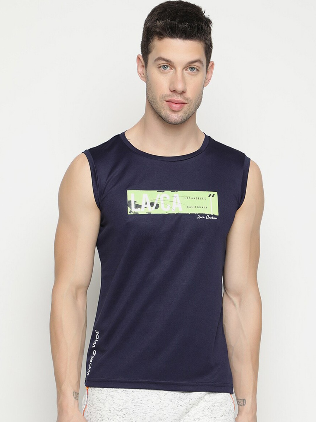 

V2 Value & Variety Men Navy Blue Printed T-shirt