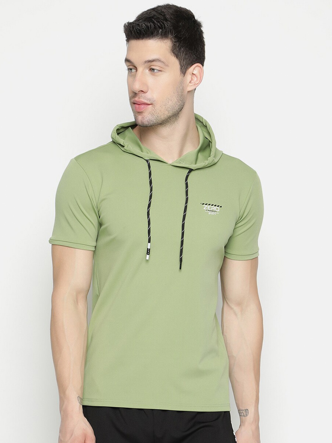

V2 Value & Variety Men Olive Green Solid Hoody T-shirt