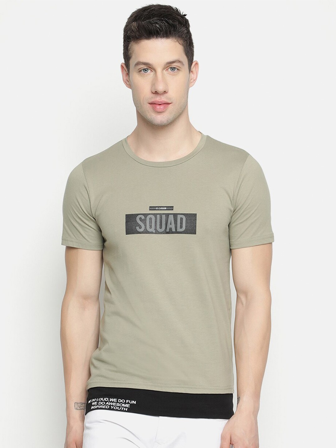 

V2 Value & Variety Men Olive Green Printed T-shirt