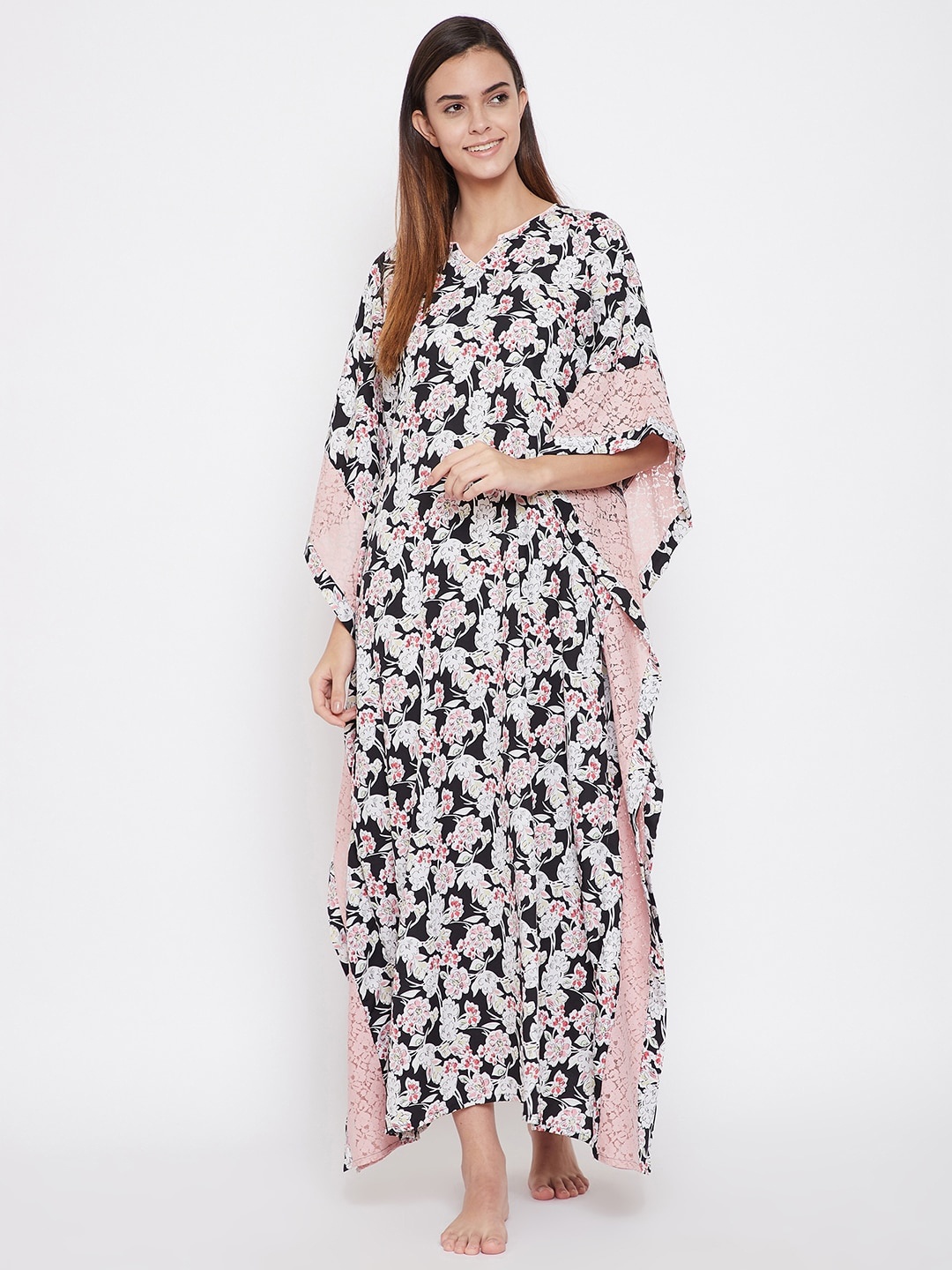 

The Kaftan Company Black Printed Maxi Kaftan Nightdress
