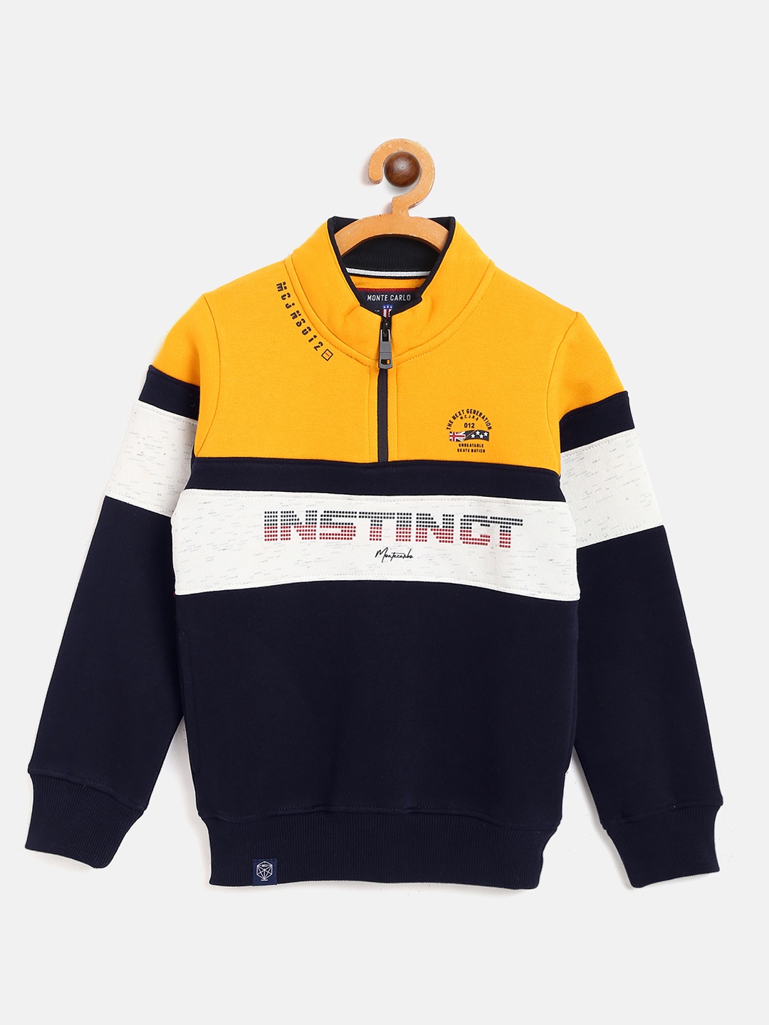 

Monte Carlo Boys Mustard Yellow & Navy Printed Sweatshirt