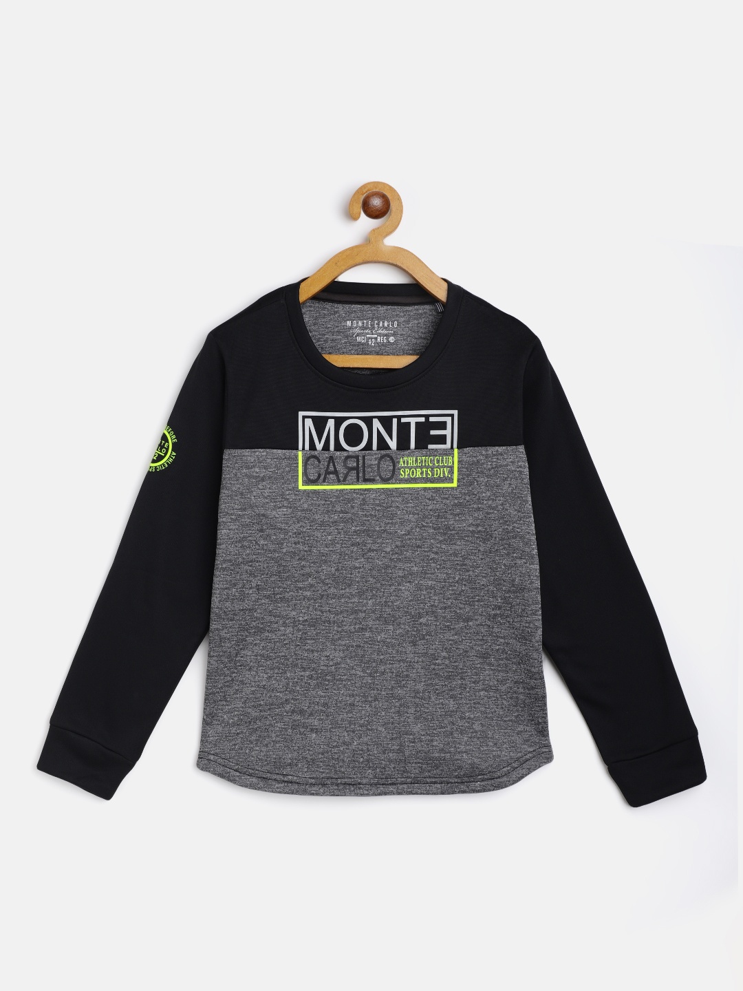 

Monte Carlo Boys Charcoal Grey & Black Brand Logo Print Sweatshirt
