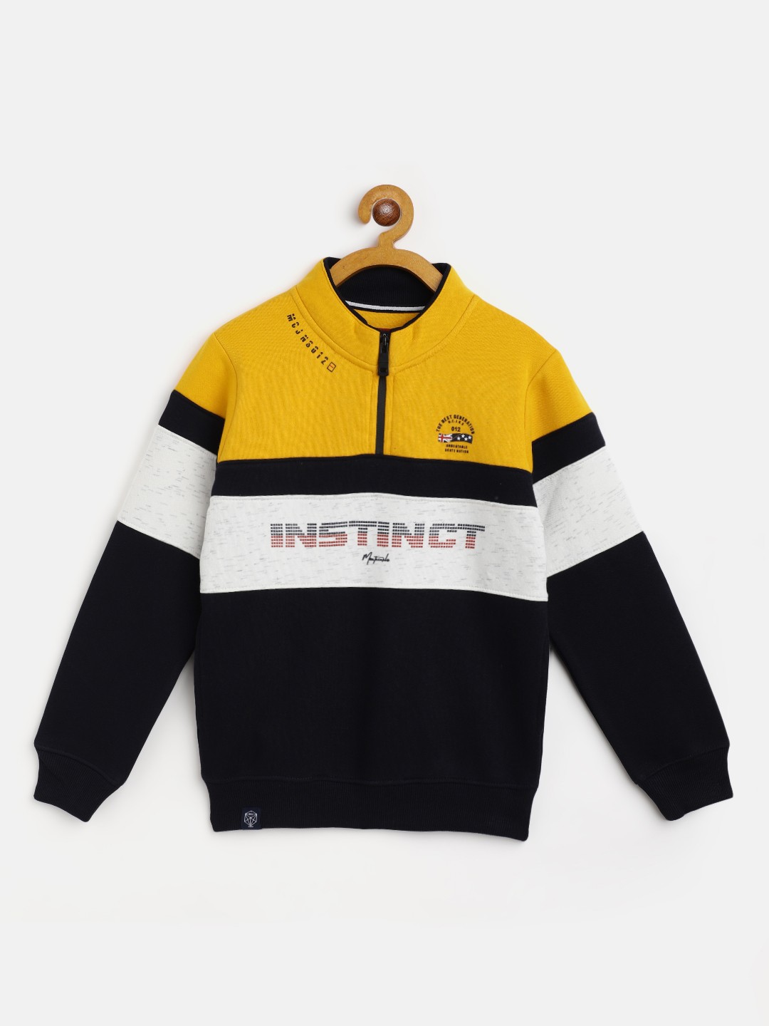 

Monte Carlo Boys Navy Blue & Mustard Yellow Colourblocked Sweatshirt