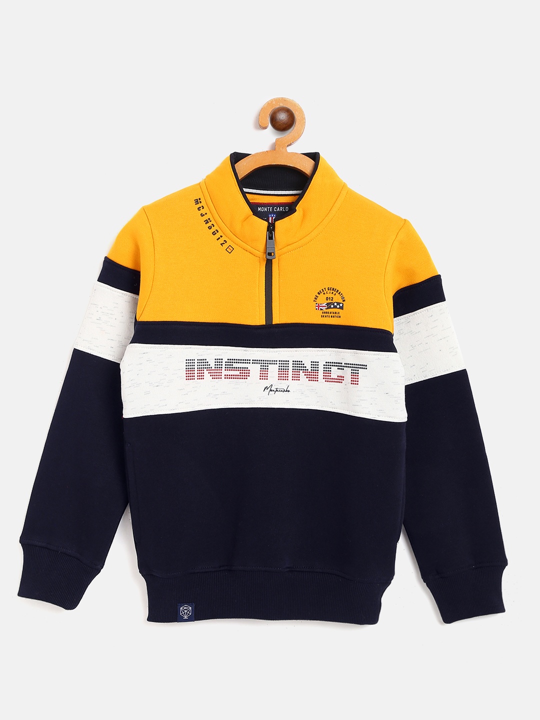 

Monte Carlo Boys Mustard Yellow & Navy Printed Sweatshirt