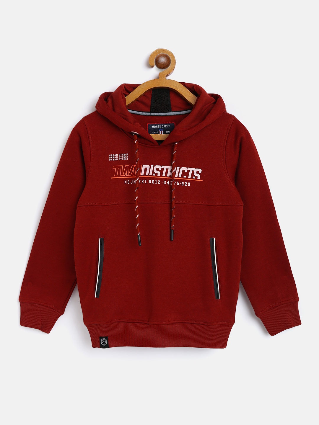 

Monte Carlo Boys Rust Brown Printed Hooded Sweatshirt