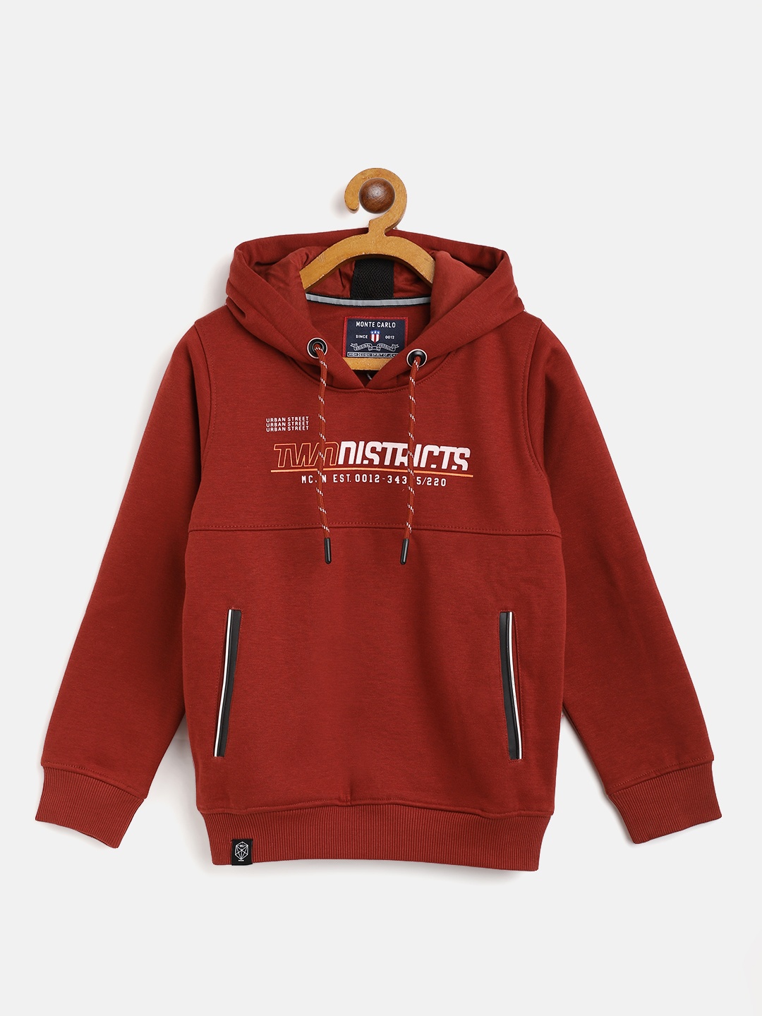 

Monte Carlo Boys Rust Brown Printed Hooded Sweatshirt