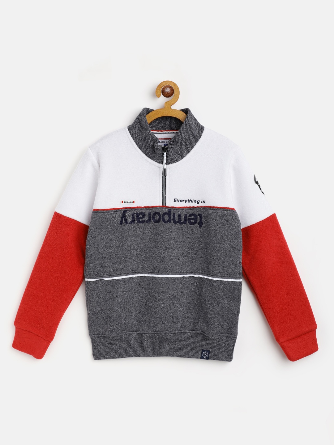 

Monte Carlo Boys Navy Blue & White Colourblocked Embroidered Sweatshirt