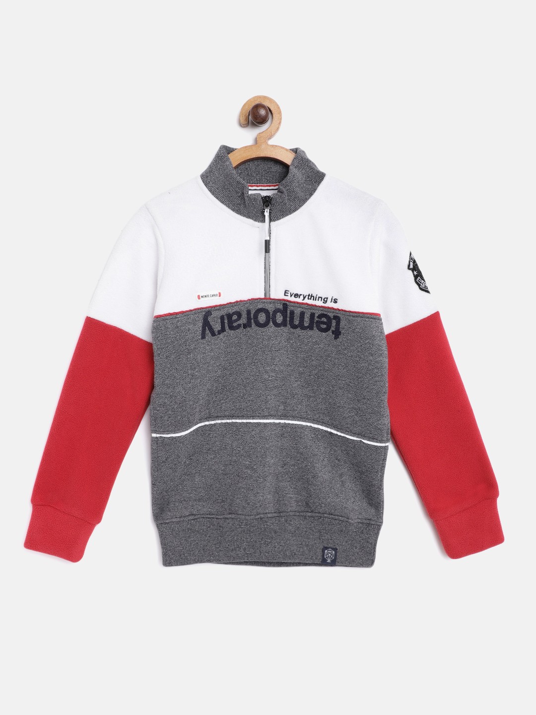 

Monte Carlo Boys White & Navy Blue Colourblocked Embroidered Sweatshirt