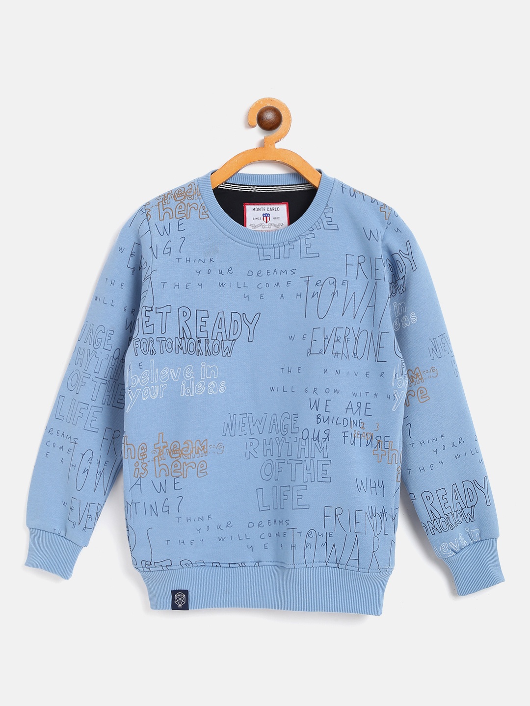 

Monte Carlo Boys Blue Typography Printed Sweatshirt