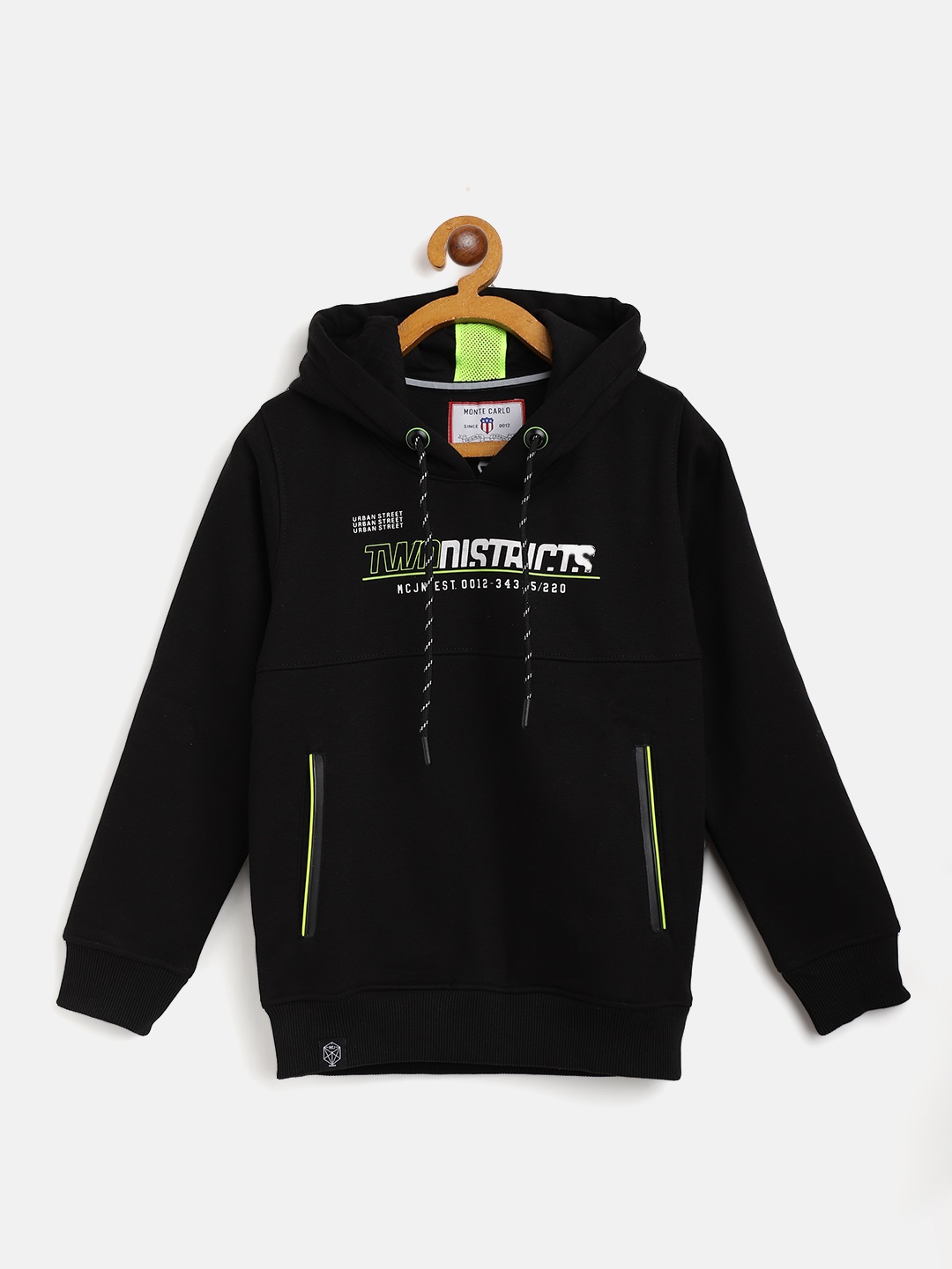 

Monte Carlo Boys Black Printed Hooded Sweatshirt