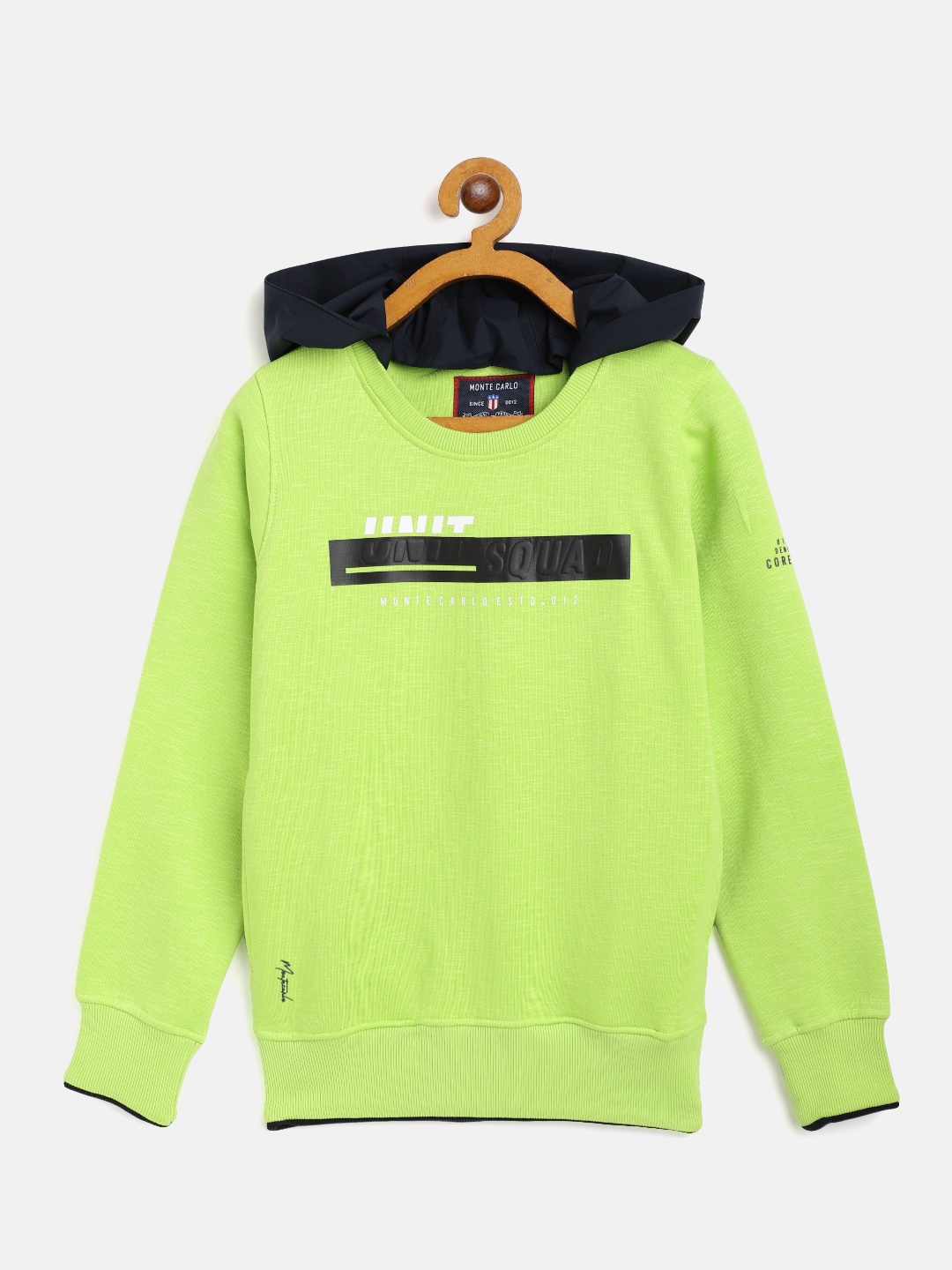 

Monte Carlo Boys Fluorescent Green Printed Sweatshirt with Detachable Hood