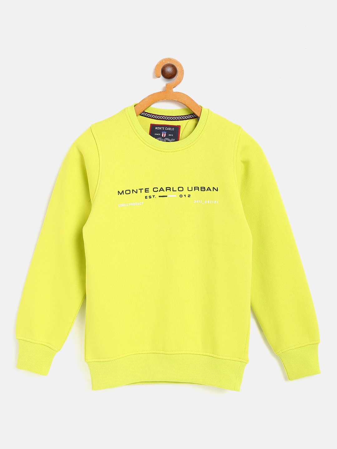 

Monte Carlo Boys Fluorescent Green & Black Brand Logo Print Sweatshirt