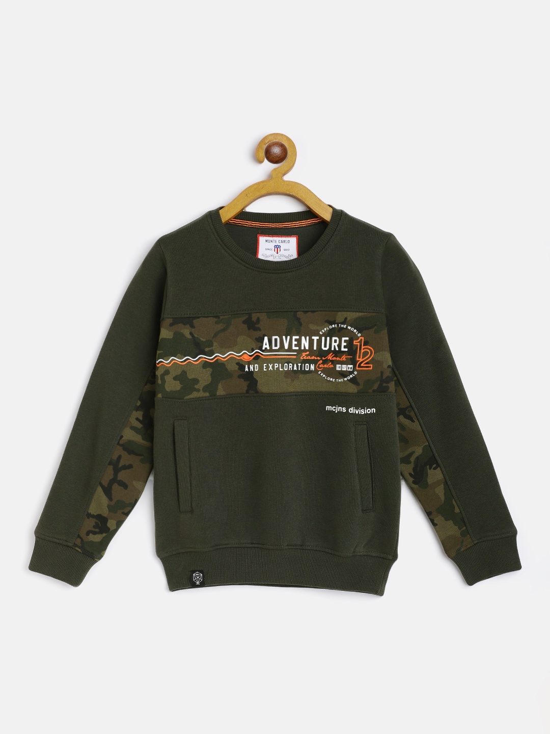 

Monte Carlo Boys Olive Green Camouflage Print Sweatshirt