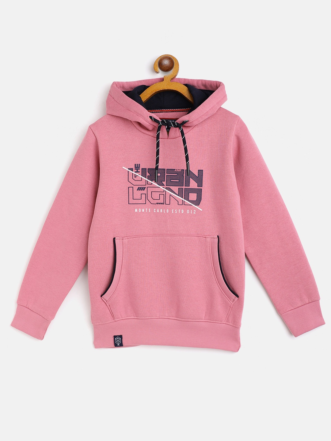 

Monte Carlo Boys Pink & Navy Blue Typography Print Hooded Sweatshirt