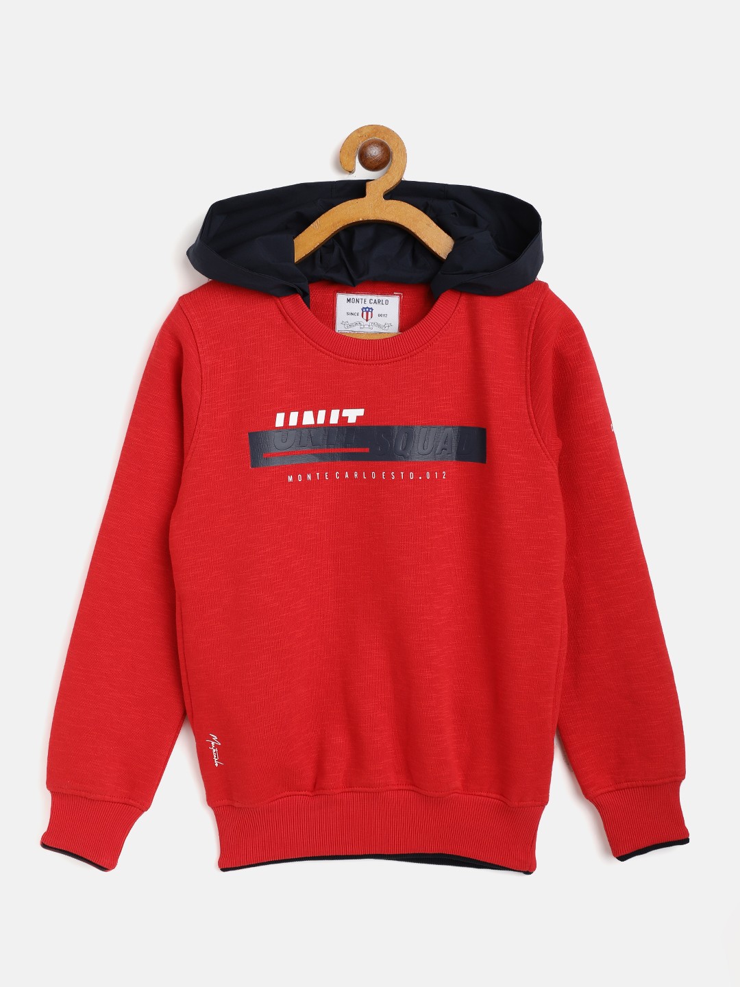 

Monte Carlo Boys Red & Navy Printed Detail Sweatshirt with Detachable Hood