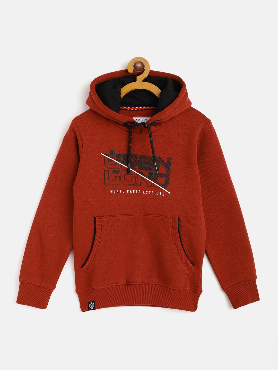

Monte Carlo Boys Rust Brown Printed Hooded Sweatshirt
