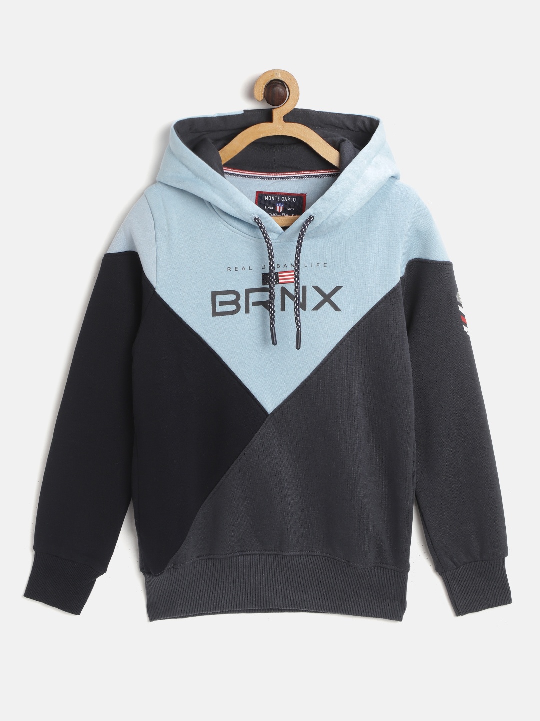 

Monte Carlo Boys Blue & Grey Colourblocked Hooded Sweatshirt