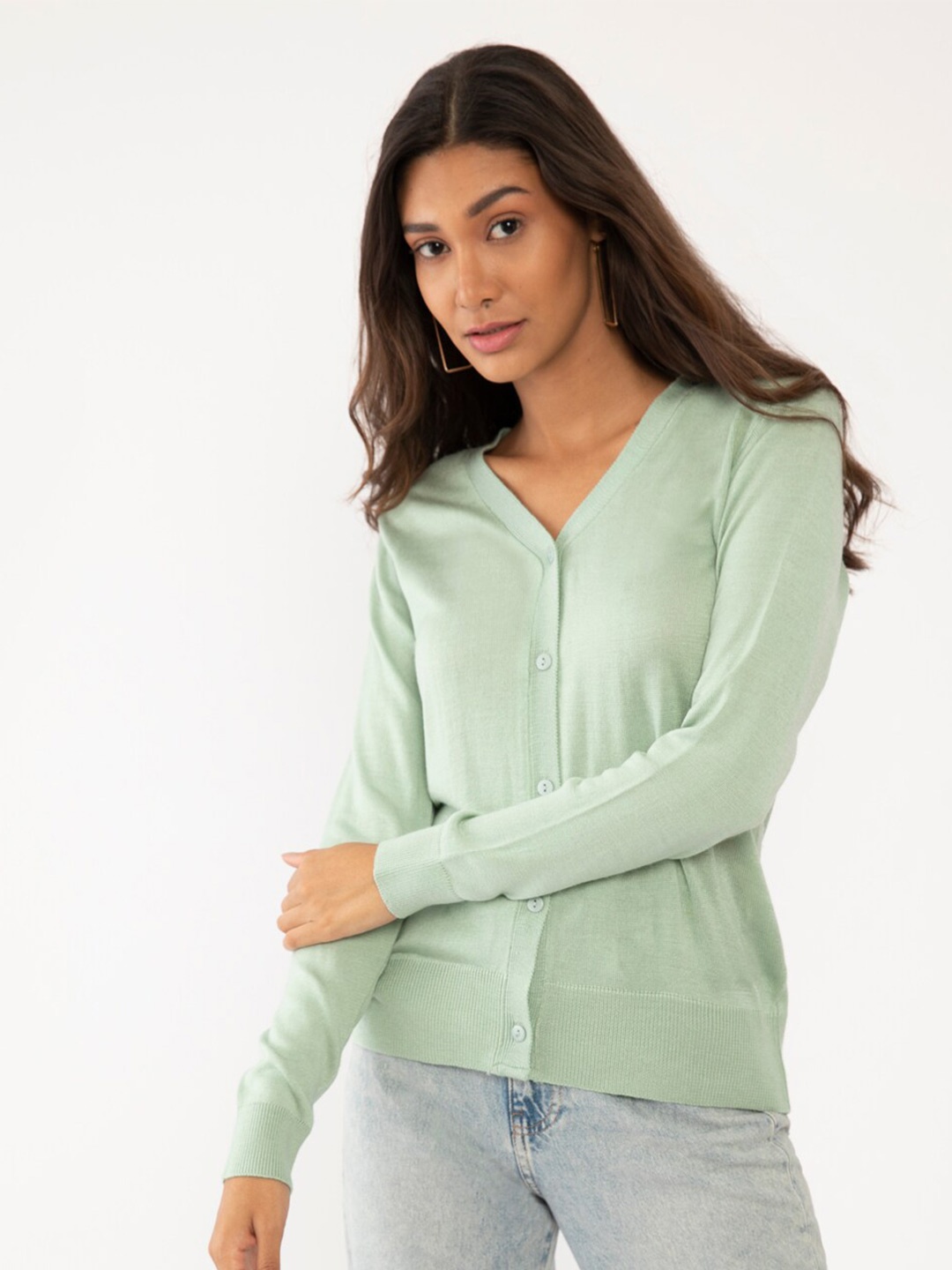 

Zink London Women Mint Green Solid Sweater