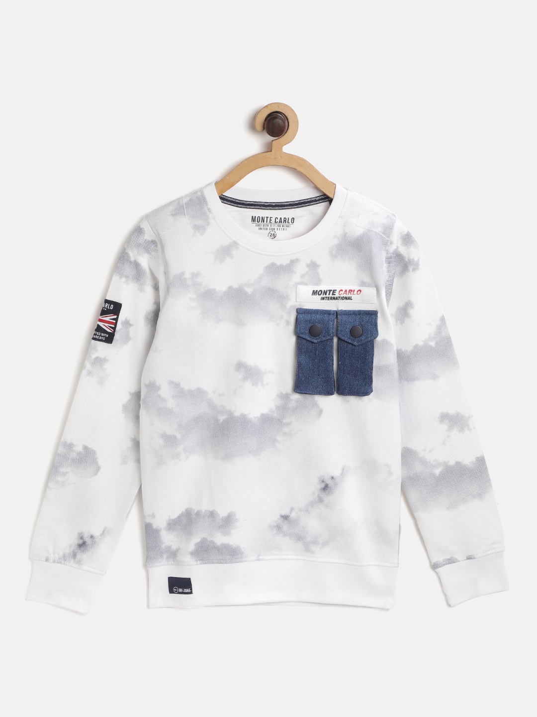

Monte Carlo Boys White & Navy Blue Cotton Printed Sweatshirt
