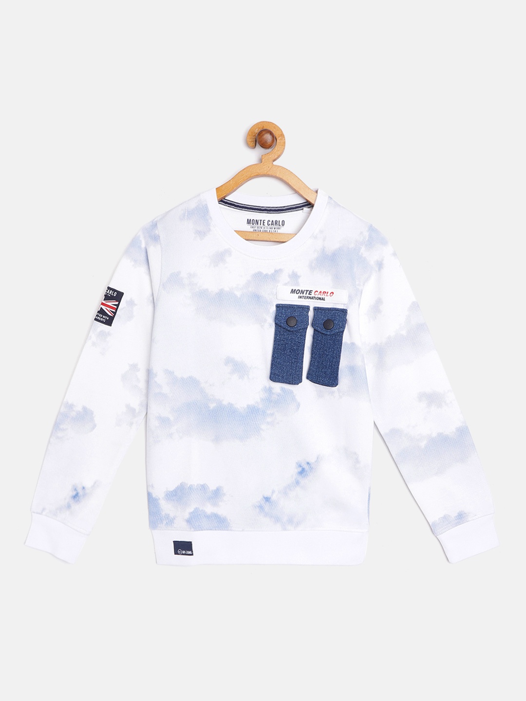 

Monte Carlo Boys White & Blue Cotton Abstract Print Sweatshirt