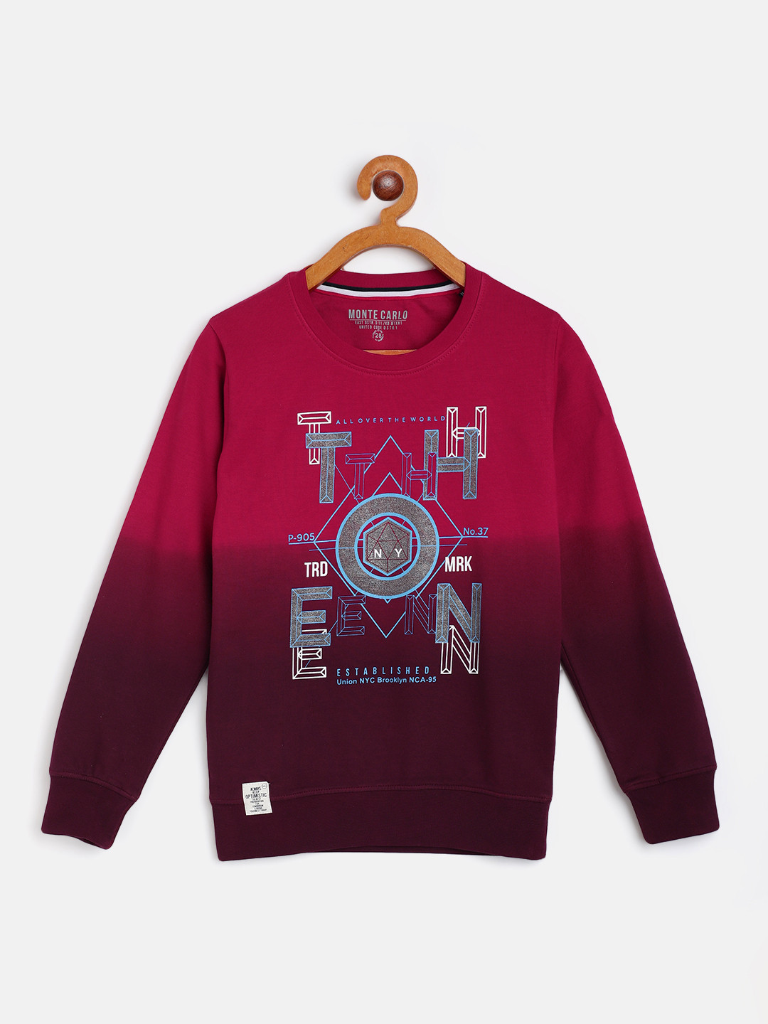 

Monte Carlo Boys Maroon & Blue Cotton Ombre Effect & Printed Sweatshirt