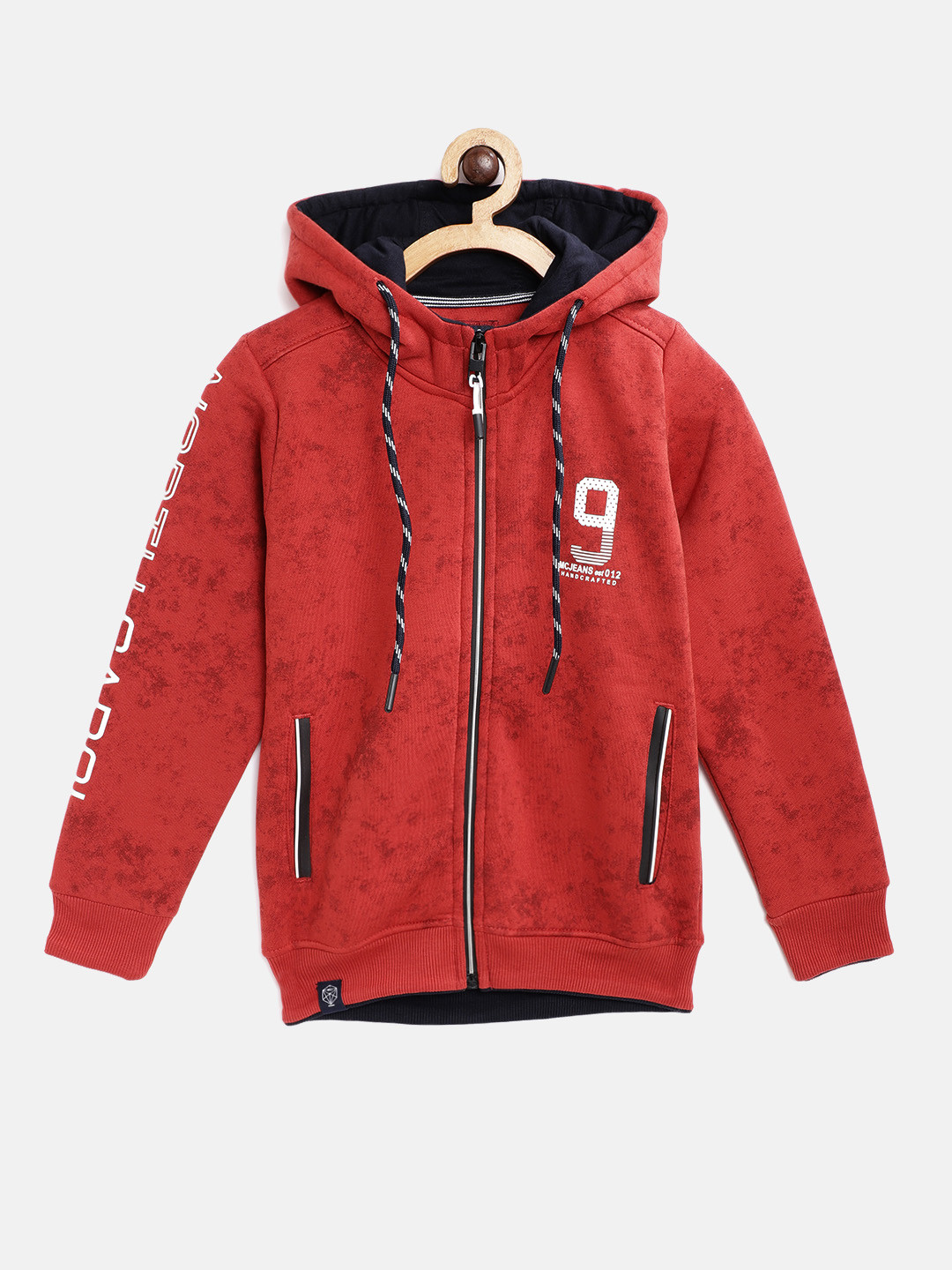 

Monte Carlo Boys Rust Red Dyed Hooded Sweatshirt with Printed Detail