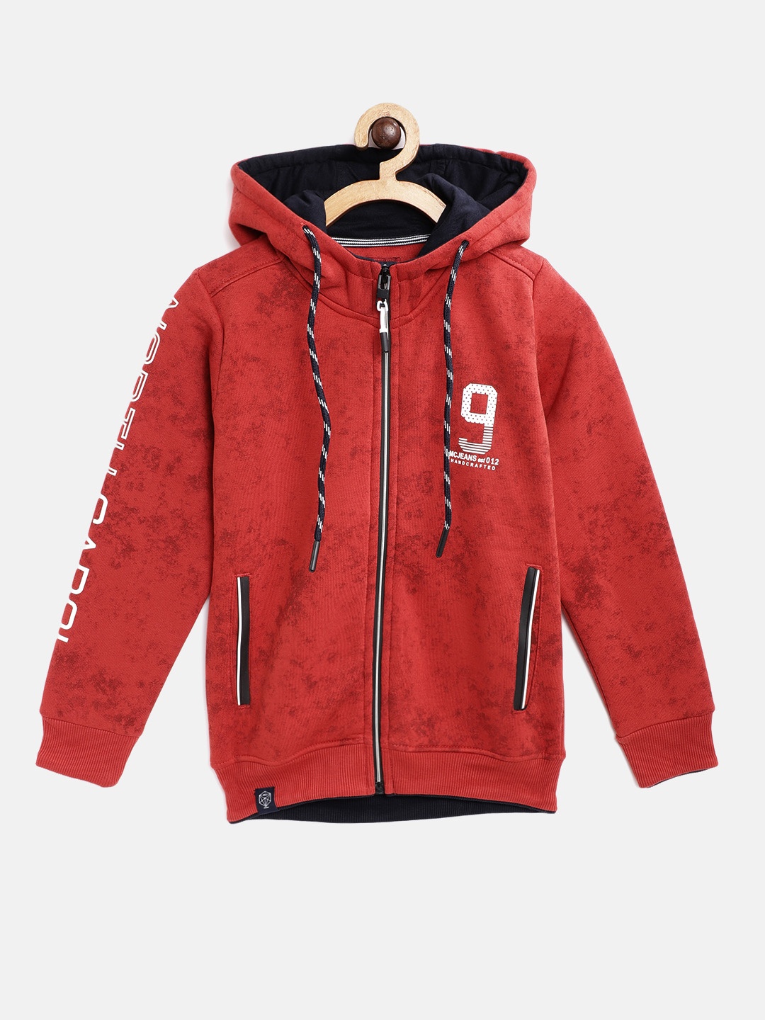

Monte Carlo Boys Rust Red Dyed Hooded Sweatshirt with Printed Detail
