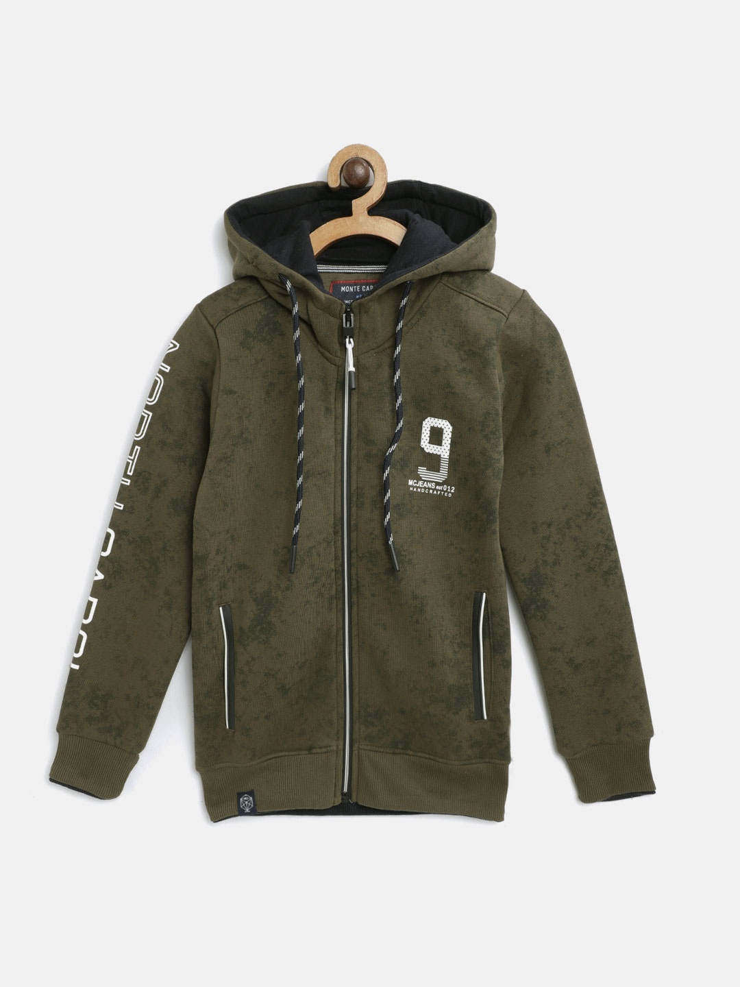 

Monte Carlo Boys Olive Green Abstract Print Hooded Sweatshirt